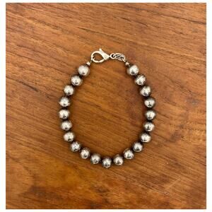 Vintage Sterling Silver 8mm Ball Bead Bracelet 8” Italy 22.25 Grams READ